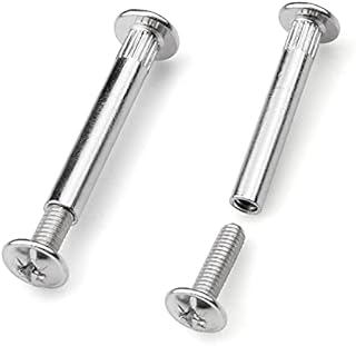 aupawdy 15 Pieces Metal Connecting Screws Bolts M5 Abinet Connectors Door Handle Screws with Connecting Bolts Sleeves Nickel Plated Screw for Furniture Frames Hardware Cupboard Silver
