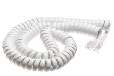 ECore Cables 15-700-012 FWH White Coiled Telephone Handset Cord 12' Standard Length 1.5