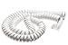 White Coiled Telephone Handset Cord - 12 Foot Standard Length - 1.5 Inch Flat Leader - Heavy Duty - Universal - GUARANTEED for life - Coiled Telephone Handset Cord 12 FT