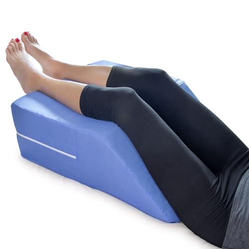 DMI Firm Leg Wedge Pillow for Back Pain Relief (FSA Eligible), High-Density Foam, Bed Wedge Pillow For Legs Elevation, Knee Pain, Post Surgery Pillow, Circulation and Swelling, Pregnancy, Blue by DMI - Used condition - US$29.66