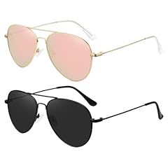 2 Pack: Black Frame Black Lens+golden Frame Pink Lens