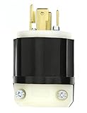 Leviton Locking Plug, 30 Amp, 120/208 Volt 3PY, NEMA L18-30P, 4P, 4W, Industrial Grade, Non-Grounding, 2751, Black/White