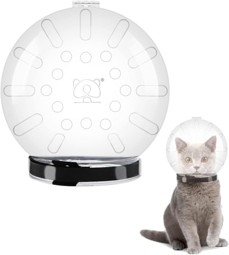 Clear Cat Muzzle Adjustable Cat Bubble Helmet, Cat Muzzle for Grooming, Pet Mask Air Muzzle Cat Restraint for Nail Clipping Trimming Bathing Transparent, Breathable Cat Muzzle Set Ball (XL)