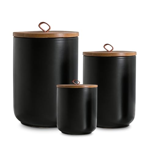 Sowlvenco Black Ceramic Canister Set