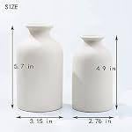 White Ceramic vases Home Decor 2pcs Small vase Set Boho vase Modern Farmhouse Decor (White)