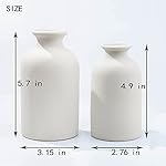 White Ceramic vases Home Decor 2pcs Small vase Set Boho vase Modern Farmhouse Decor (White) - Image 3