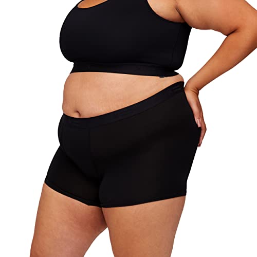 Tomboyx Boxer Briefs Underwear For Women, 4.5" Inseam, Cotton Stretch Boy Shorts Panties-3X-Large/X=Black #TOP2