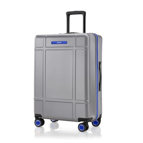 Image of SNITCH Blink Large Size Silver Polycarbonate Hard Travel Suitcase - Large Trolley Bags & Luggage with 8 Wheels, Premium Lock, Wet & Dry Pouch & Free Shoe Bag