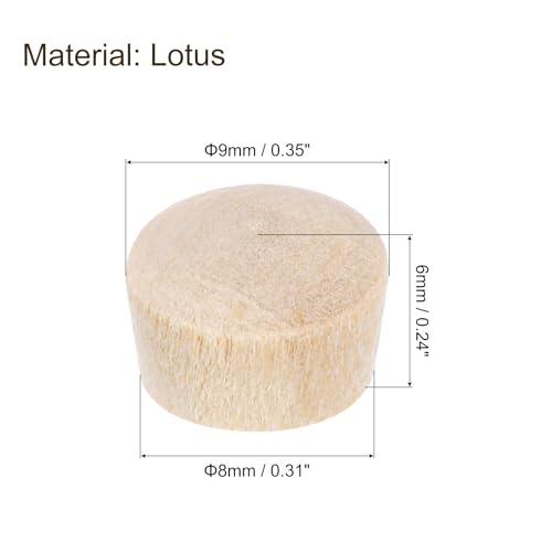 Image of uxcell 150Pcs Wood Button Plugs, 8mm /0.31 inch Flat Head Hardwood Screw Hole Plug Wooden Caps Buttons Wood Plug for Furniture Woodworking Craft Decor (9mm x 8mm)
