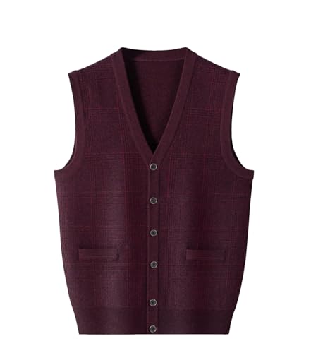 Mens V-Neck Shoulder Thickening Sweater Plus Size Cardigan Vest