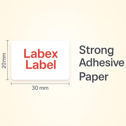 Labex Label 30x20 mm Thermoetiketten auf Rolle – 1 Rolle (1000 Versandetiketten) – Barcodeetiketten, Lageretiketten, Paketaufkleber – Kompatibel mit Zebra, Argox, Sato – Thermodirekt,
