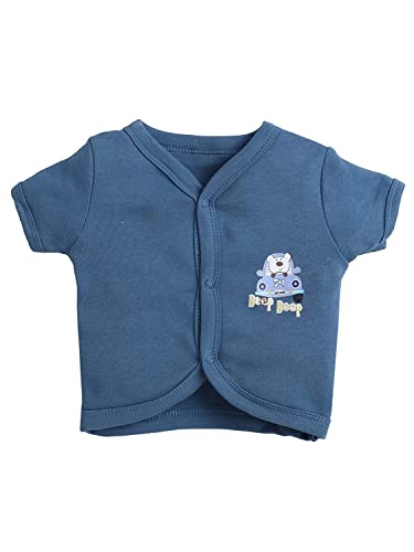 Image of Pooja Baby Baby Boys' & Baby Girls' T-Shirt Hosiery Cotton Clothing Jhabla /Vest Front Open T- Shirt with Snap Buttons Pack Of 4