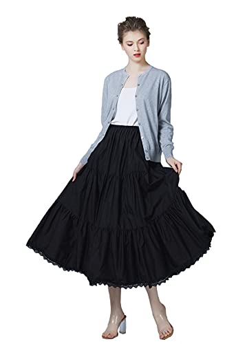 BEAUTELICATE Unterrock Damen Baumwolle Vintage A-Linie Rock Lang Kurz Halbrock mit Spitze Petticoat Unterrock für Dirndl Durchsichtige...