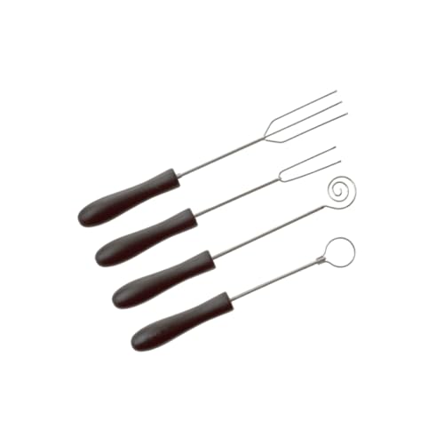 Louis Tellier – Lot de 4 Fourchettes à Chocolat en Inox – Broches à Tremper avec Manche Plastique – Pour Enrobage et Décoration de Bonbons, Truffes et...