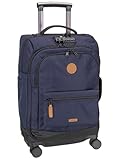 CABAIA Soft Suitcase 4 Wheels Essentials Trolley Reykjavik Bleu Marine 55cm