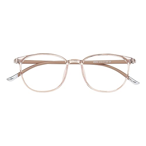 GUDVUE Blue Light Glasses, Ultra Lightweight Oval Eyeglasses, Computer Reading/Gaming/TV/Phones Glasses for Women/Men, Anti Glare/UV400/Eye Strain, Champagne