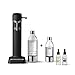 Aarke Set regalo | Carbonator 3 gasatori ad acqua, nero opaco, con bottiglia in PET (800 ml) + piccola bottiglia in PET (450 ml) + 2 gocce aromatiche