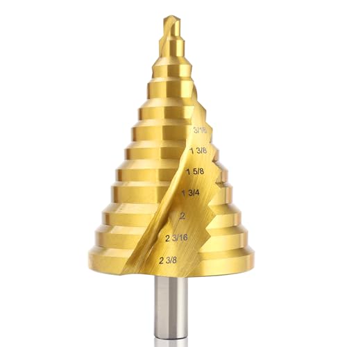 Image of ROGAPER Spiral Groove Step Drill Bit, 12 Steps High-Speed Steel 1/4" to 2-3/8", Large Step Drill Bits for Cutting Holes in Iron Aluminum Copper Plastic Wood