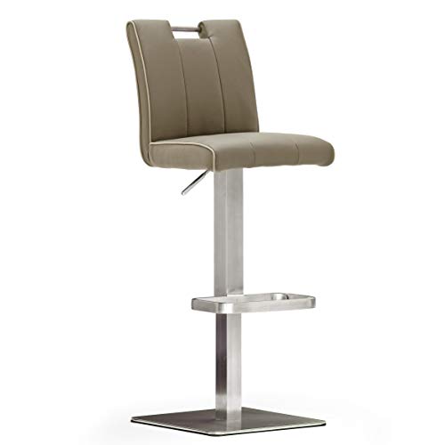 Robas Lund CA.STA Barstuhl/-hocker, Leder/Edelstahl, eckig/180 Grad drehbar, ca. 40 x 87-112 x 51 cm, cappuccino Robas Lund CA.STA Barstuhl/-hocker, Leder/Edelstahl, eckig/180 Grad drehbar, ca. 40 x 87-112 x 51 cm, cappuccino