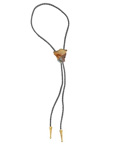Image of Daisy Del Sol Gemstone Bolo Tie Braided Vegan Faux Leather Natural Stone Gold Handmade Necklace Adjustable Boho Western Jewelry