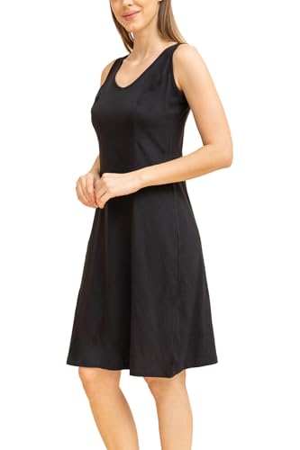 فستان حريمي بدون اكمام قطني متوسط الطول من شارمين، اسود، مقاس 3XL