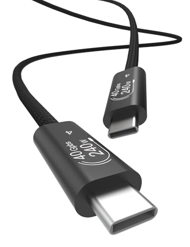 Image of USB4 Cable for Thunderbolt 4, Braided USB C to USB C Cable, 40Gbps Data Transfer, 240W Fast Charging, 8K Display, Compatible with MacBook, iPad Pro, iPhone 16 /17, SSD, Docking (9.8FT)