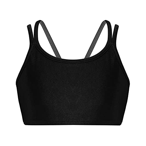 inhzoy Sujetador Deportivo Infantil para Niñas Top Interior con Tirantes Finos Cruzados Camiseta sin Mangas de Yoga Deporte Gimnasia Negro A 16 años