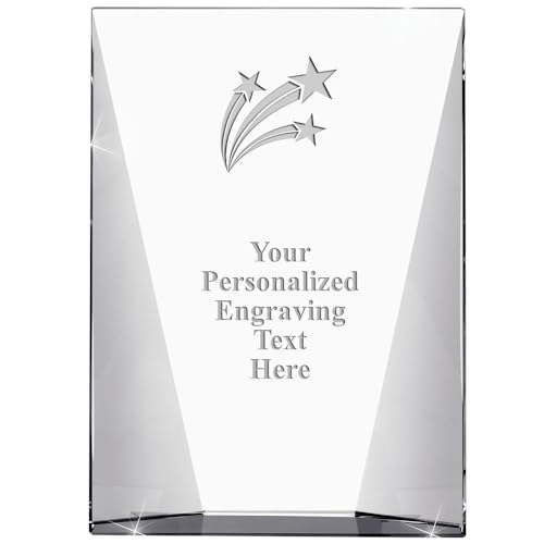 Three Stars Custom Engraved Trophy - Achievement Award for Employees - 7" Waterfall Corporate Awards with Personalized Engraving