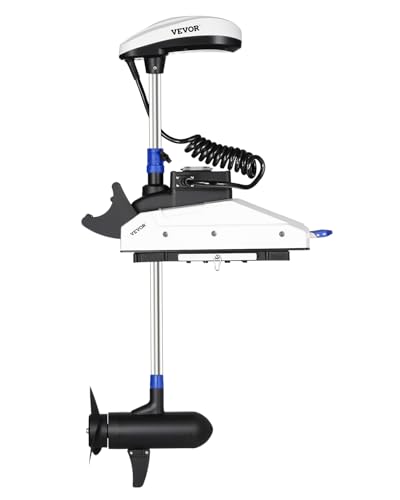 VEVOR Elektro Außenborder, 12 V, 25 kg Schub mit GPS, 10-Gang-Bugmontage, Salzwasser-Bootsmotor mit Fernbedienung und LCD-Batterieanzeige, für Kajaks, Fischerboote, 137 cm Schaft