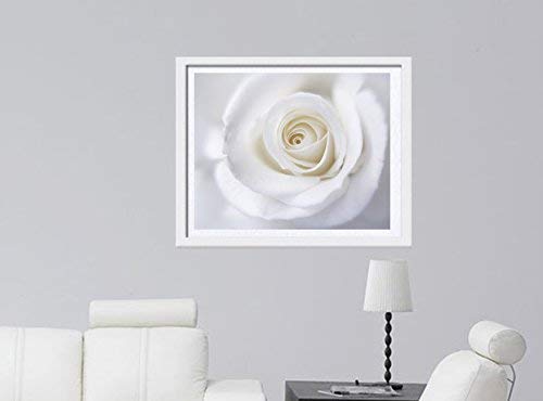 White Rose Art Print, Dreamy Flower Photography Print, White Wall Art, White Rose Decor, Cottage Chic Art, White Pale Grey Neutral Bathroom or Powder Room Decor