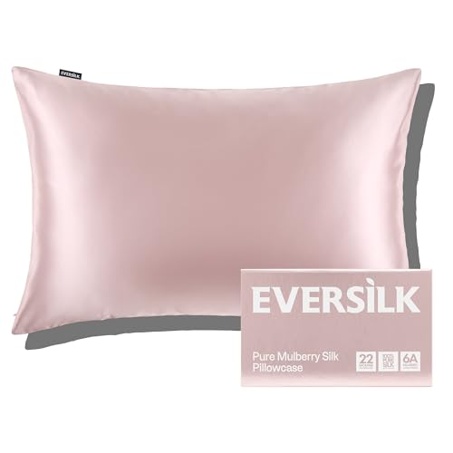 Funda de Almohada de Seda Natural de Morera: Cuidado del Cabello y la Piel - 100% Seda 22 Momme en Ambos Lados - Hipoalergénica con Cremallera Oculta - Certificado Öko-Tex® 1 Pieza Rosa 40 x 80 cm