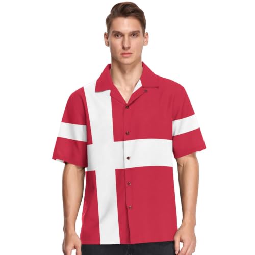 Chemise hawaïenne Danemark GuoChe imprimé drapeau à boutons - 6