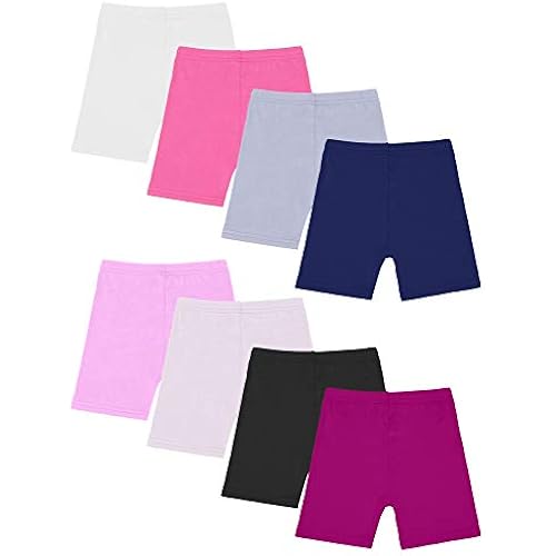 Ruisita 8 Pack Girls Bike Cartwheel Shorts Toddler Under Dress Dance Short Kids Safety Shorts(2-14 Years Old and up)