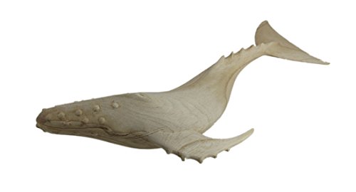 Estatua de ballena jorobada de madera natural tallada 20 pulgadas miniatura 2