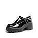 DREAM PAIRS Scarpe Mary Jane Plateau da Donna con Cinturino a T Tacco Grosso Punta Chiusa Comode Eleganti Scarpe da Casual Sera Lolita,Size 39,Nero-Pat,DWUMPU2571