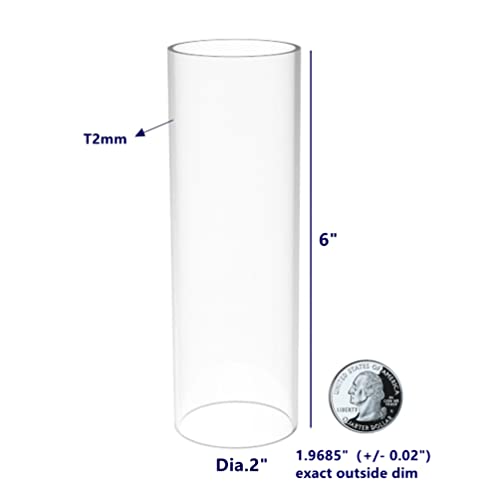 fixturedisplays clear acrylic tube 234 nominal diameter 1968534 exact outside dim x 634 long 56434 2mm wall open ended 15137-634-1pk-nf