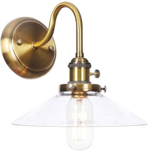 Lámpara de Pared Japonesa de Metal para Interiores con Interruptor y Cubierta de Vidrio, E27, para Dormitorio, mesita de Noche, Aplique de Pared, lámpara de Techo
