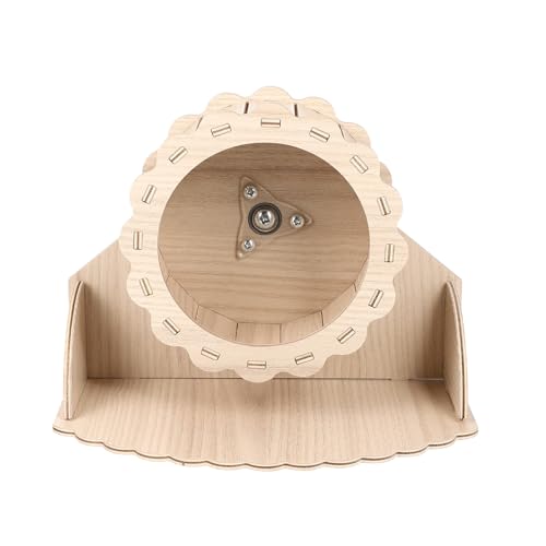 COOPHYA Silent Pet Running Wheel for Hamsters and Small Animals, 17.5cm Solid Wood Exercise Roller with Base, Funny Hamster for Indoor Activity and Enrichment