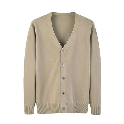 Mens V Neck Cardigan Sweater Button Down Long Sleeve Knitted Sweater Loose Casual Lightweight Knit Outwear