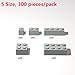 300Pcs Building Brick Bulk, Light Gray Bulk Bricks with 5 Sizes, Compatible with Lego and Parts and Pieces, Creative Halloween Christmas Building Block Toys for Boys Girls Ages 6 7 8 9 10 Years Old