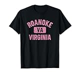 Roanoke Virginia Gym Style Distressed Pink Print T-Shirt