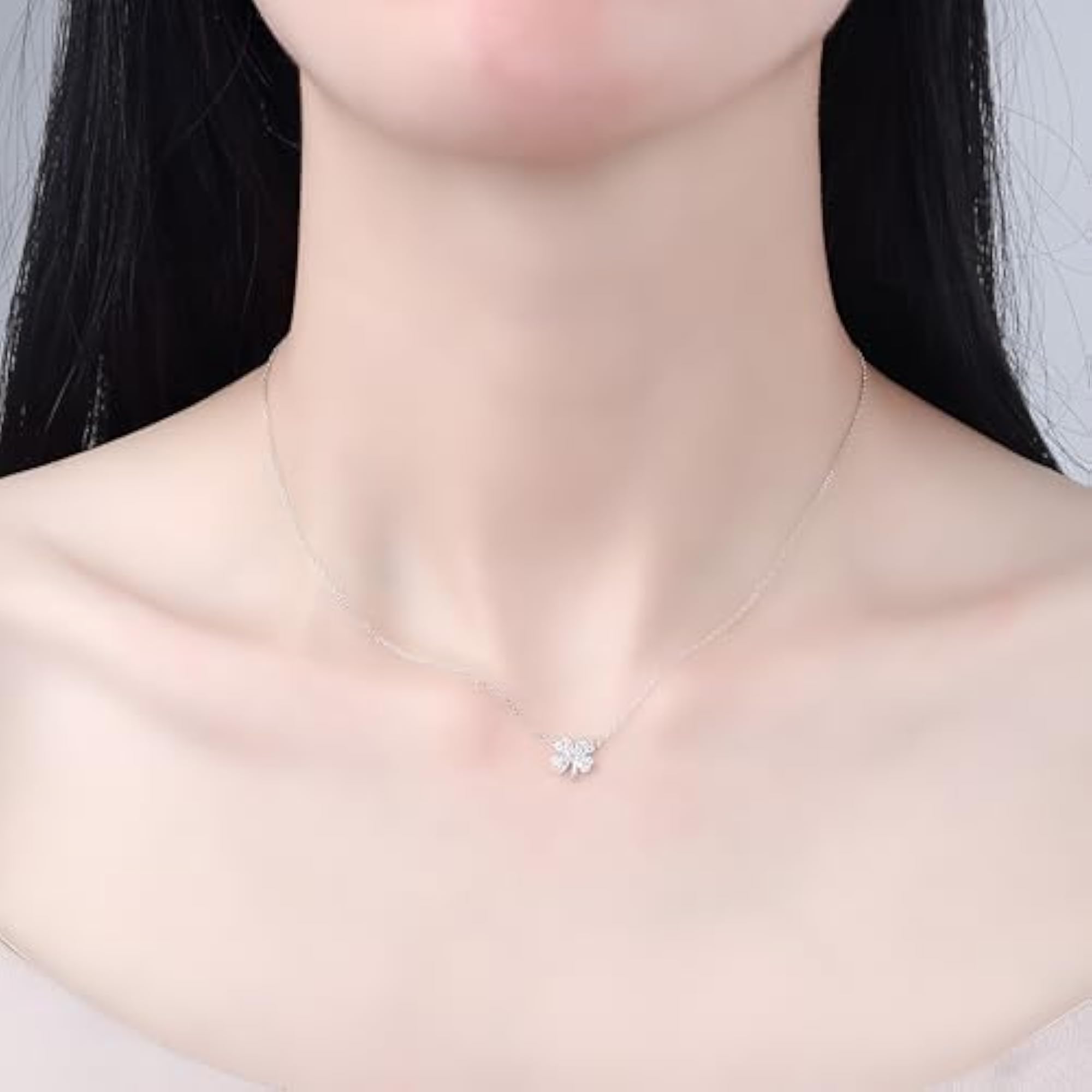 Four-Leaf Clover Pendant Necklace for Women, Lucky Charm