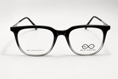 Image of Soft Square Optical Eyeglass Frame for Men & Women, Front with Metal Temples, Clear Demo Lenses, Lightweight Mixed Material Frame, Ribbed Temple Design for Prescription Lens Replacement