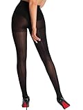 HOTBOSS Unbelievable Durability Tights, Rip Resistant Pantyhose, Semi Sheer Backseam Tights for Women under Dress, Black-M