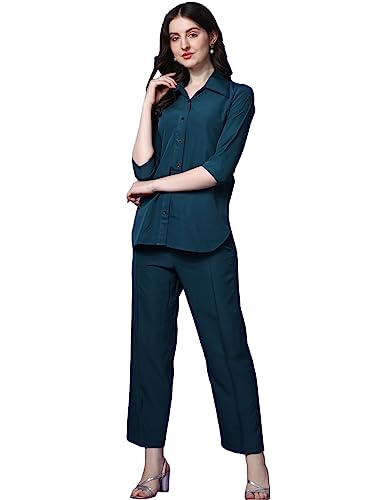 Image of Sheetal Associates Women's Solid Casual Co ords Set 2 Piece Open top & Pant Set