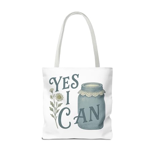 Yes I Can Canning Tote Bag, Rustic Farmhouse Canvas Bag, Cottagecore Mason Jar Tote, Reusable Homesteader Gift for Canners2