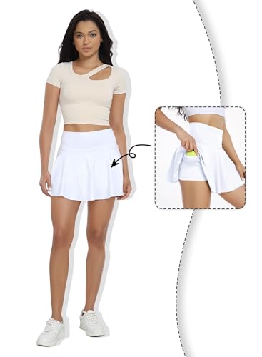 Womens Pleated Skirt High Waisted Mini Tennis Skirts for Women with Shorts Pockets Pickleball Skater Cheer Skorts2