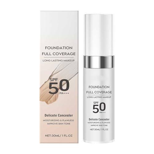 Fondotinta naturale, SPF 50 PA+++, controllo dell'olio, fondotinta liquido completamente coprente, correttore idratante impeccabile per tutti i tipi di pelle (naturale)