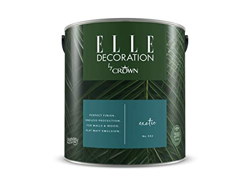 Crown ELLE DECORATION Exotic No. 342, 2,5 L, extra-matte Premium Wandfarbe für Innen, für Wände und Holz, hohe Deckkraft, Innenfarbe,reiches, fesselndes Petrol