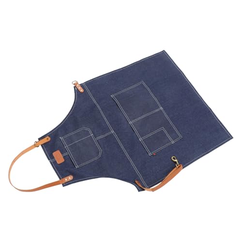 Tablier en denim bleu avec poche pour vos travaux de jardinage et ateliers de peinture